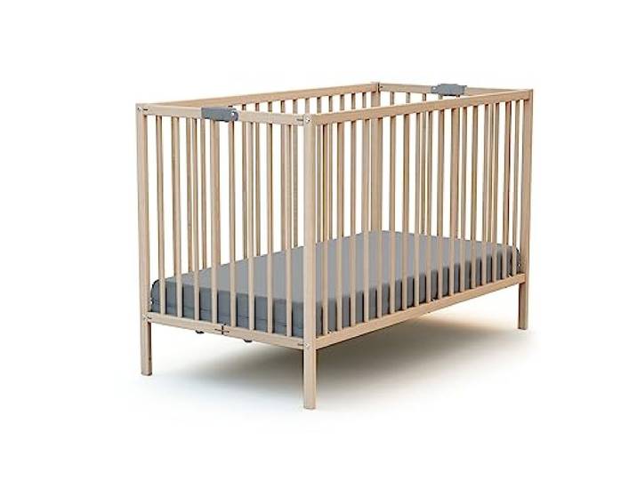 Webaby - Kinderbett, zusammenklappbar, 60 x 120 cm Ab der Geburt, Lattenrost, Transportabel, Platzsparend, Reisebett
