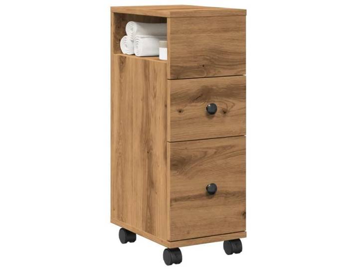 Meuble étroit de salle de bain à roulettes chêne artisanal 855240