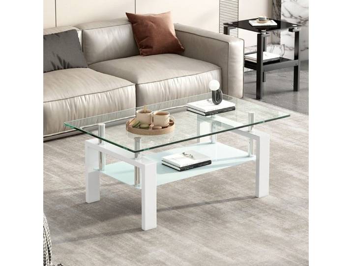 Table basse - MINIMAL - MINIMAL HOME - Verre trempé & métal - 100x60x44 cm - Design scandinave
