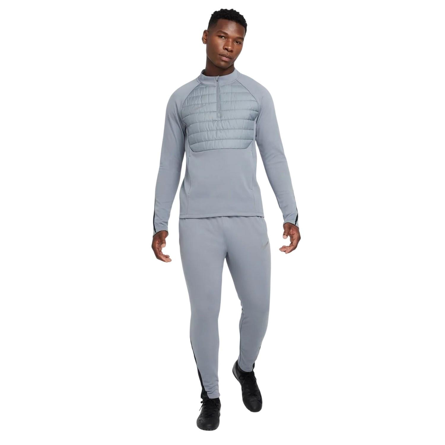 Nike - "Warrior" Sweatshirt für Herren, Stehkragen, Thermisches Material, Winter (Grau/Silber)