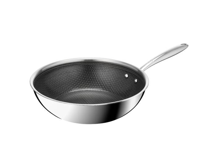 Wok TEFAL Master Mesh , silber (edelstahl), B:29,8cm H:10,7cm L:48,4cm Ø:28cm, Pfannen, Wok, HybridMesh-Technologie, ultimatives Anbraten, tiefe Form