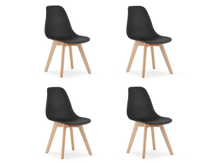Set mit 4 KITO schwarzen Esszimmerstühlen