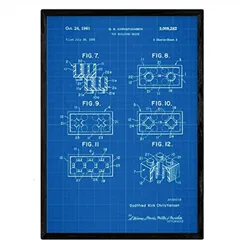 POSTER Antikes Patent A3 Schwarzer Rahmen