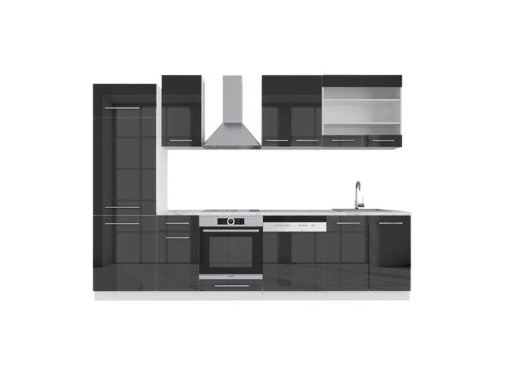 Cuisine Fame-Line 300cm sans PT Anthracite Haute brillance/Blanc Vicco 33544