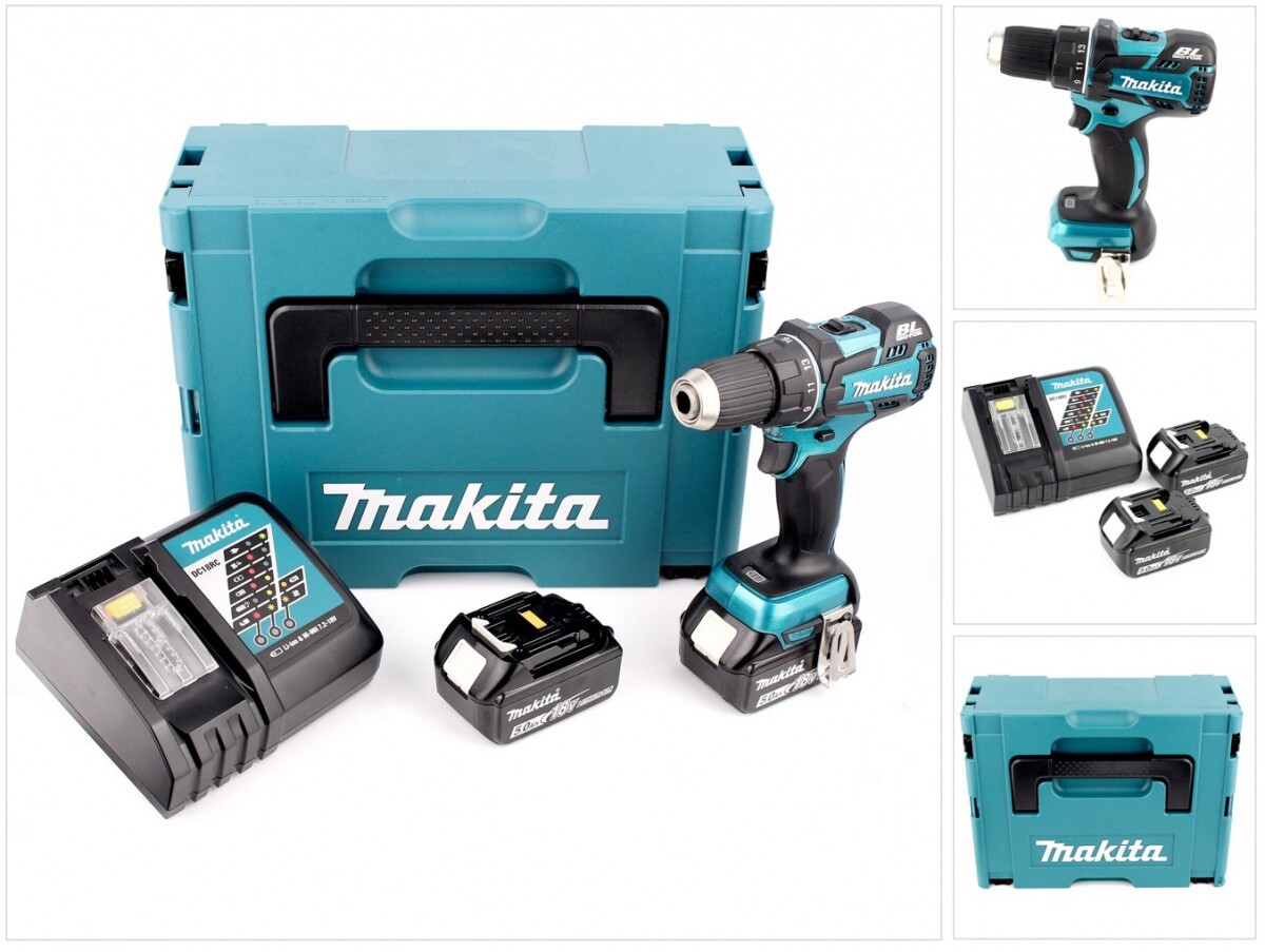 Makita DDF480RTJ, Lithium-Ion (Li-Ion), Schwarz, Blau