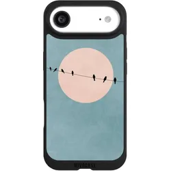 Nivocase Handyhülle für Apple iPhone Air Hülle NIVOpure Case Schwarz Mond Vogel türkis (Apple iPhone Air), Smartphone Hülle, Schwarz, Türkis