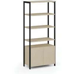 HOME OFFICE Regalwand mit Schrank mit Türen, schwarz/birke