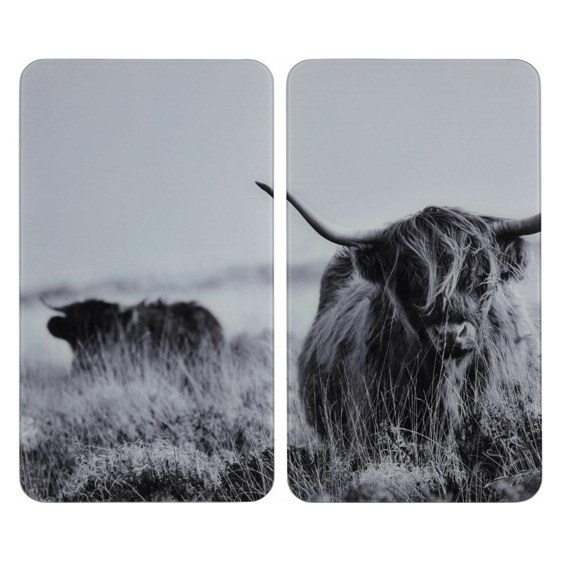 Wenko Herdabdeckplatten Highland Cattle schwarz 2 St. (52 x 30 cm) (53992800)