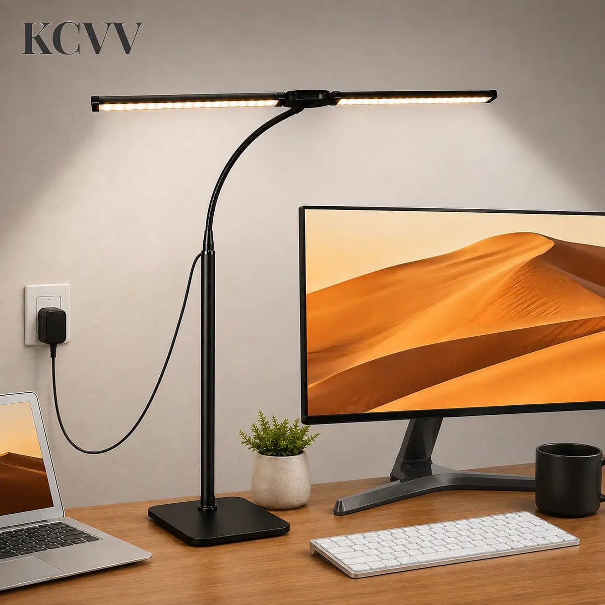 KCVV Dimbare LED Bureaulamp met Klem - Zwart - 60 cm