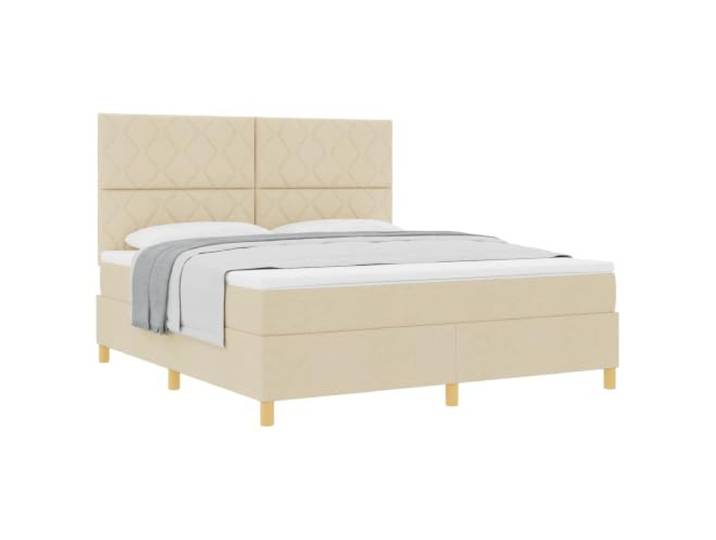 vidaXL Boxspringbett mit Kopfteil Creme 180 x 200 cm Stoff Die weiche Matratze von diesem Bett sorgt dafür, dass du super komfortabel liegst, sodass du richtig abschalten kannst, Es