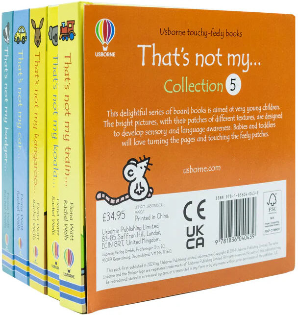 Usborne Touchy-Feely Books That's Not my... Collection 5: 5 Books Set (Train, Koala, Kangaroo, Car, Badger)