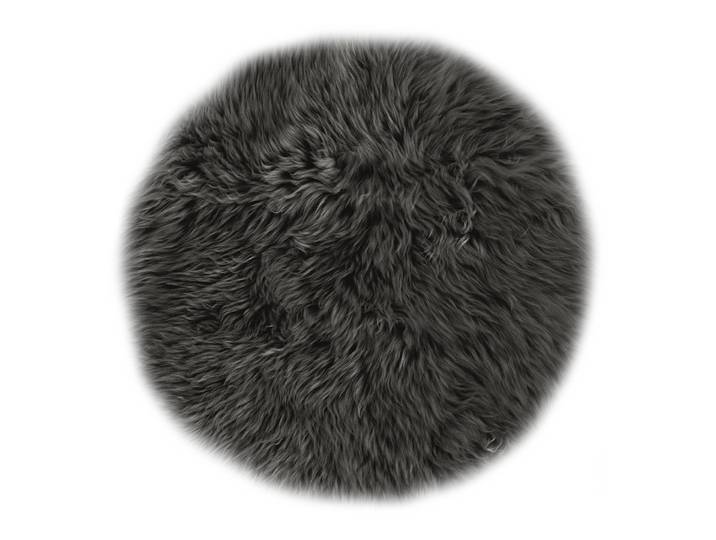 Sitzkissen Schaffell rund Schwarz/Schwarz Ø 34cm Schaffell