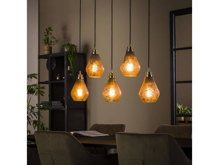 Hanglamp 5L vintage brown glass