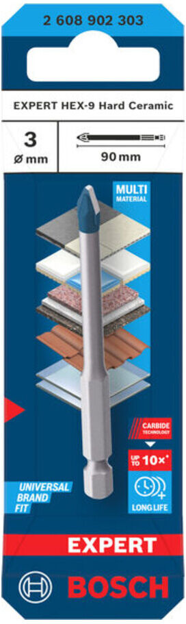 Bosch EXPERT HEX-9 Hard Ceramic Bohrer, 3 x 90 mm (2608902303)