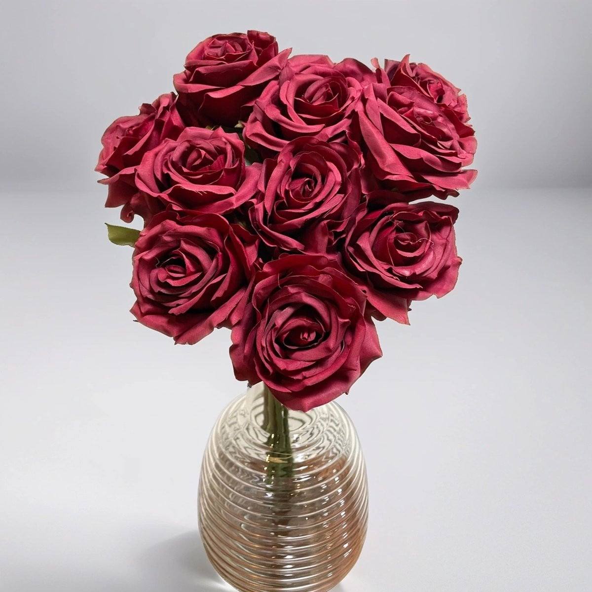 Boeket van 10 rode zijden rozen - 52 cm - Kunstbloemen
