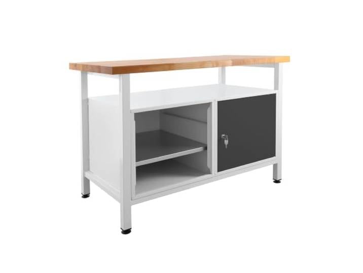 ADB RHYNOX Werkbank Tür, Regalteil RAL7035/7016, stabiler Werktisch, Werkzeugbank, Arbeitstisch, montiert, mit Fachboden, ideal für Werkstatt, Industrie