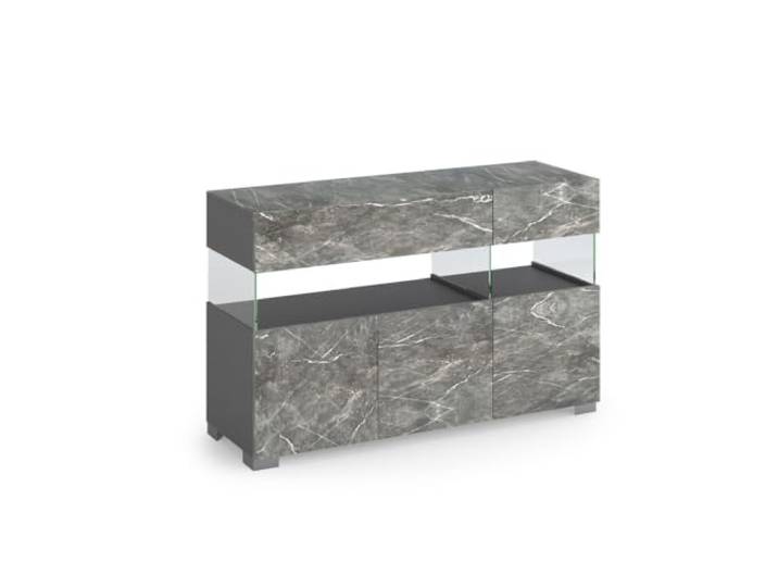 Moderne Anrichte mit Marmor-Effekt mit Glas Made in Italy Wander Marble 3A