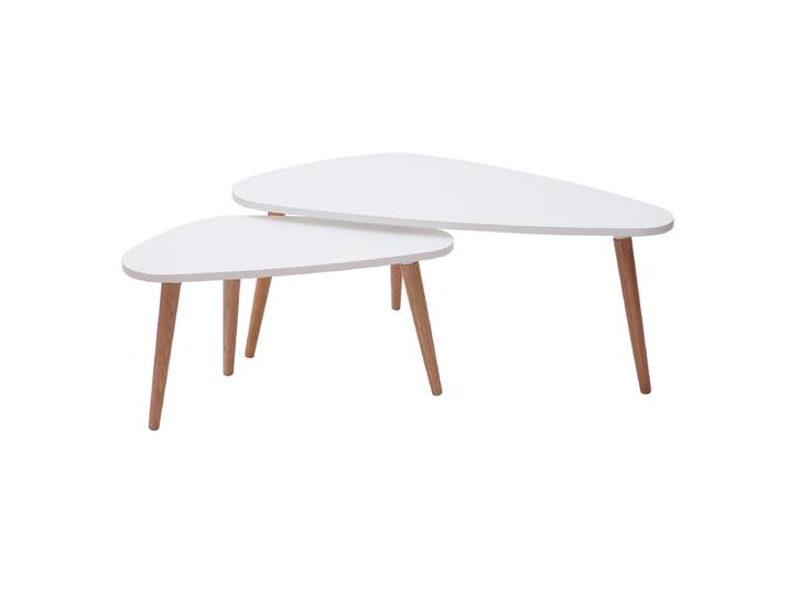Tables basses gigognes scandinaves blanc et bois clair chêne massif (lot de 2) ARTIK