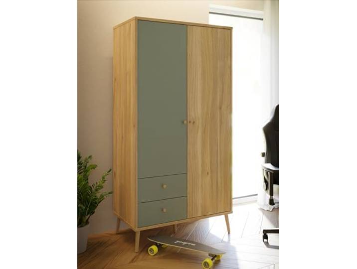 möbelando Kleiderschrank >Whenua< in Natural Eiche - 94,5x185,6x52,2cm (BxHxT)