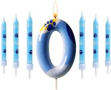 Uplift Treasures Blue Dog Paw Number Birthday Cake Candle