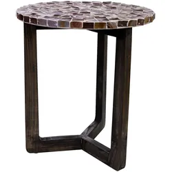 TISCH aus Holz und Capiz, braun, 40x45cm