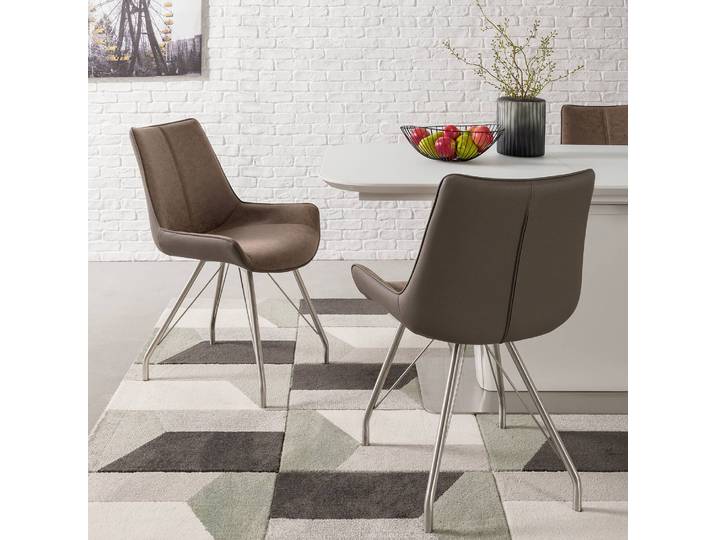 Polsterstuhl Saval 2er-Set 54 x 87 x 60cm Braun/Silber/Cappuccino
