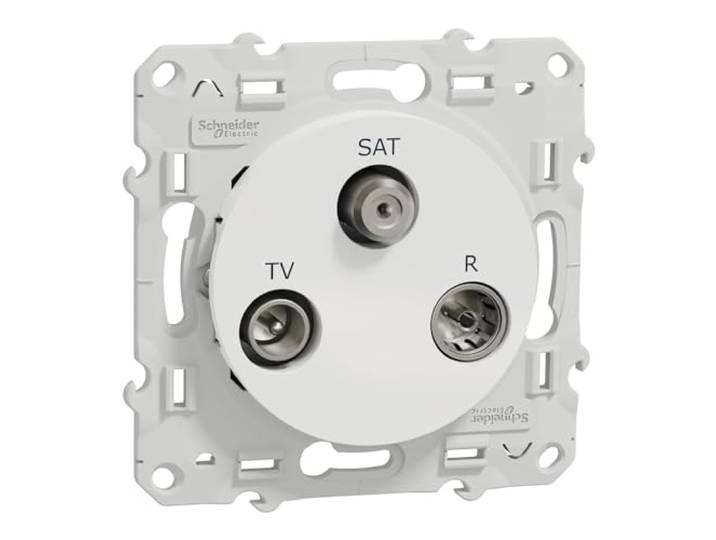 Schneider Electric - Odace\, prise TV/FM/SAT Blanc\, 1 entrée\, à vis - S520461