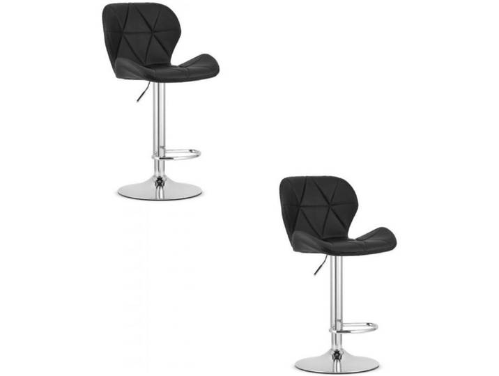 Chaise de bureau - LEOBERT - Tabouret WEST - éco-cuir noir - base chromée - lot de 2