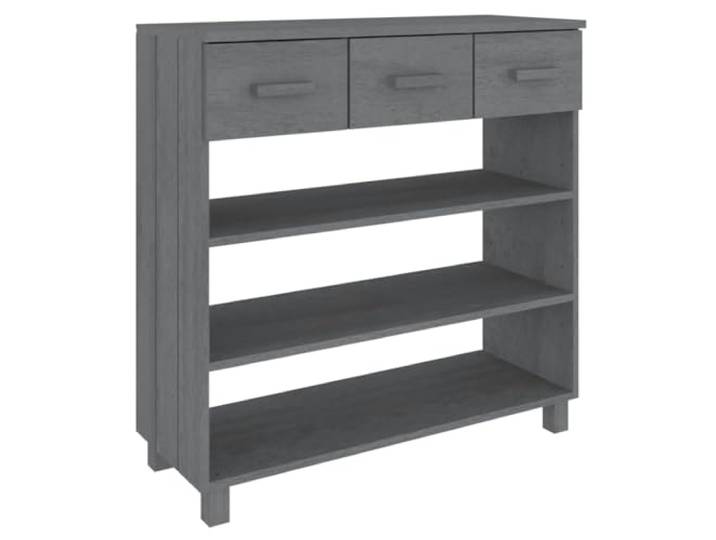 Konsolentisch HAMAR Dunkelgrau 90x35x90cm aus Kiefer massiv mit 3 Fächern Kiefer massiv, dunkelgrau, 3 Ablagen, 3 Schubladen, stabile Tischplatte, dekorativer Akzent