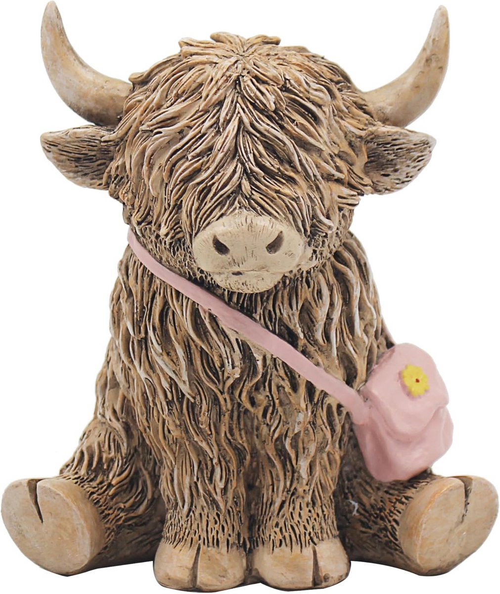 Hooglandkoe Beeldje - Decoratief Figuur voor Woondecoratie en Cadeau
