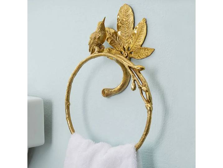 Porte-serviettes oiseau en laiton rétro, porte-serviettes perforé, espace de rangement mural, lumière de luxe T1