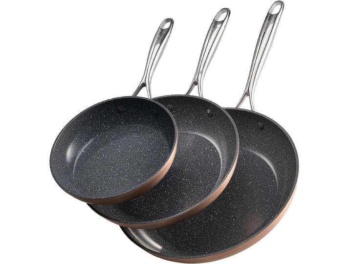 VEVOR 3-delige Koekenpannenset 20/27/30cm Kookpan Antiaanbaklaag\, Grijs