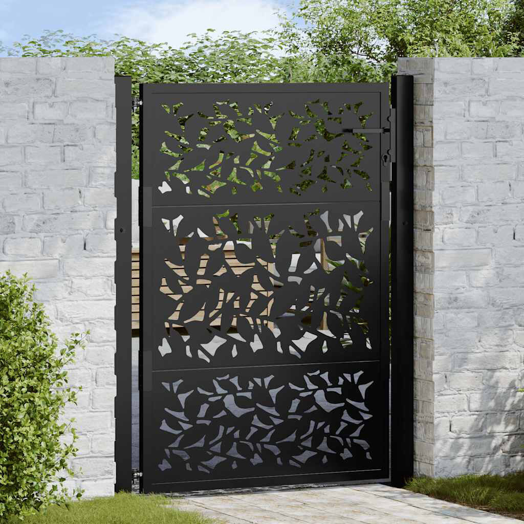 vidaXL 110 cm W Steel Gate Fencing Black 130cm H x 105cm W