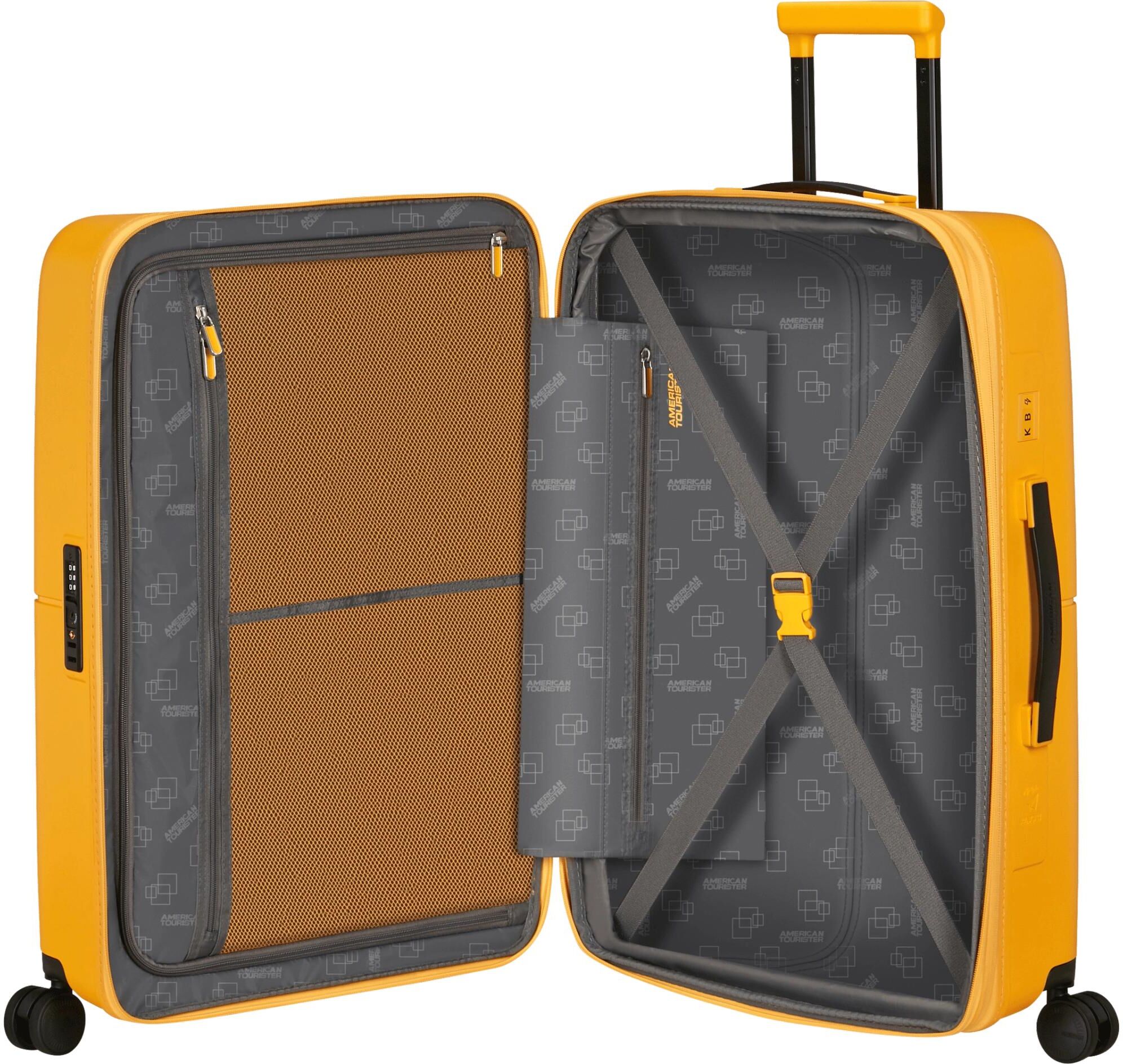 Koffer AMERICAN TOURISTER "DashPop 67 cm", Damen, Gr. B/H/T: 45cm x 67cm x 29cm 76 l, gelb, Polypropylen, Koffer Koffer gelb B/H/T: 45cm x 67cm x 29cm 76 l