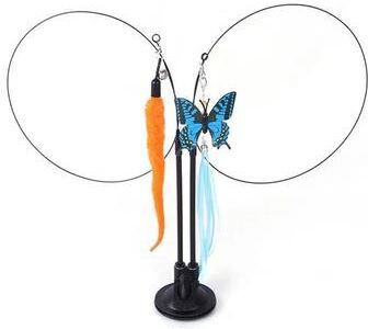 Uplift Picks Double Headed Cat Teaser Stick Suction Cup Interactive Mouse Feather Toy With Bell 08