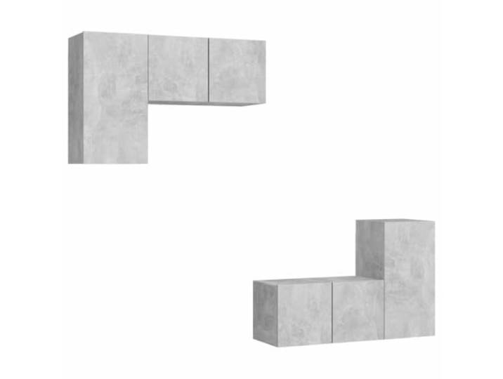GHVBNMF 4-TLG TV-Schrank-Set Hängend Betongrau Holzwerkstoff Platzsparende Wandboards für das Wohnzimmer mit viel Stauraum, pflegeleichter Oberfläche und flexibler Anordnung.