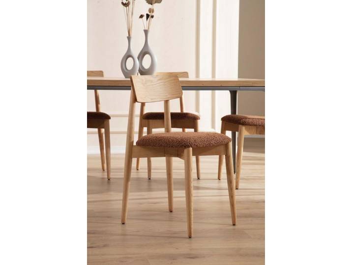 JVmoebel Holzstuhl Italienischer Holzstuhl mit gepolstertem Rücken in Braun (1 St), Made in Europa