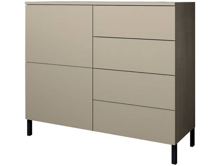 Kommode BORCHARDT MÖBEL Haama, modern, grifflos, Metallfüsse, praktisch, 2 Türen , kaschmir, B:93cm H:80cm T:35cm, Holzwerkstoff, Sideboards, Kommode, Push-To-Open, verstellbare Einlegeböden, viel Stauraum, Breite 93cm