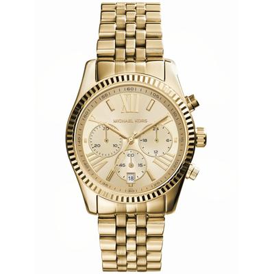 Chronograph MICHAEL KORS "LEXINGTON", gold (goldfarben), Armbanduhren, Damen, Chronograph, Quarzuhr, Armbanduhr, Damenuhr, Stoppfunktion, Edelstahlarmband