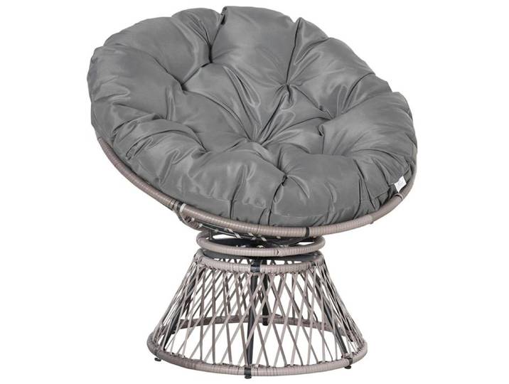 Chaise De Jardin Fauteuil rond de jardin 97x86H cm grand coussin - SWEIKO - Gris