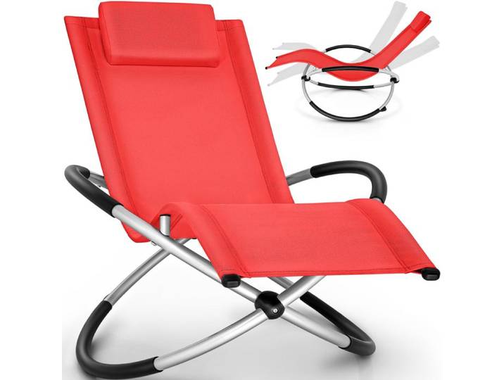 tillvex Chaise Longue de Jardin pour la Relaxation Rouge Fauteuil Pliant Résistante aux Intempéries Charge de 180KG