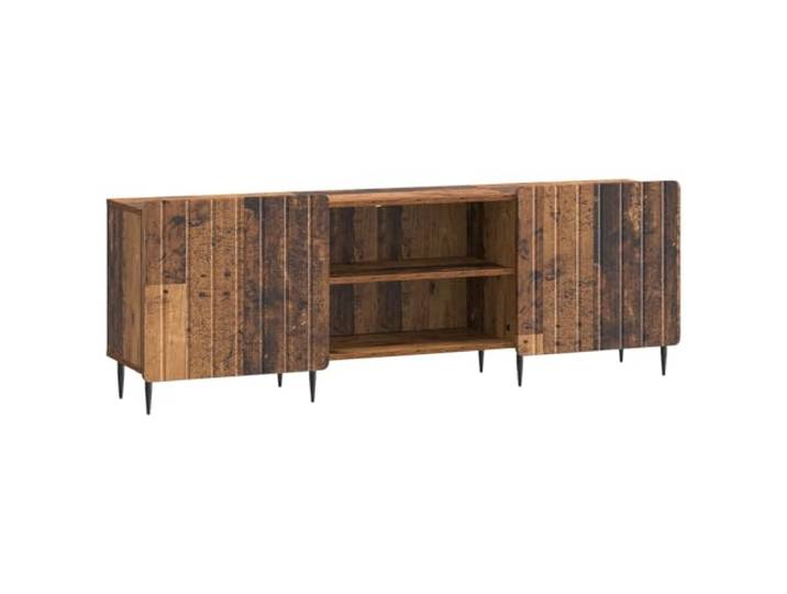 LKJephalotrop TV-Lowboard Altholz-Optik 150x31x52 cm TV-Schrank Modernes Design für das Wohnzimmer: Mit Metallbeinen, Fach und Schwenktüren für geordnete Unterhaltungselektronik.