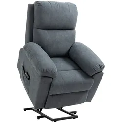 OKWISH Massagesessel mit Aufstehhilfe, Leinen, Grau, 135° neigbar, 8 Motoren, Fernbedienung