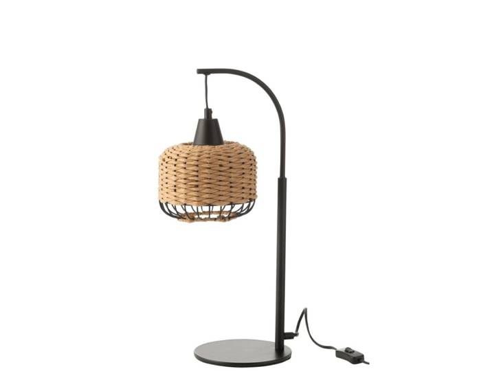 Lampe lanterne en métal et fibre beige 17x17x52 cm