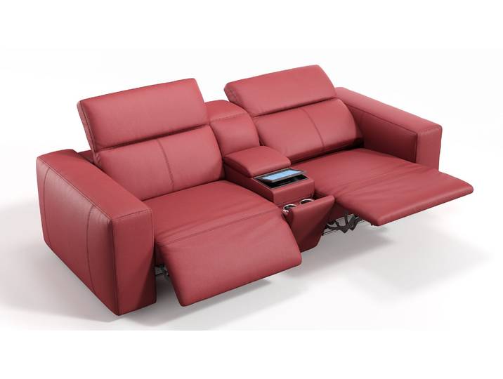 Kinosessel ROMA 2er Leder Heimkinosessel Echtleder Sofa Kinosofa Lordosenstütze Sitzheizung Sitzvibration