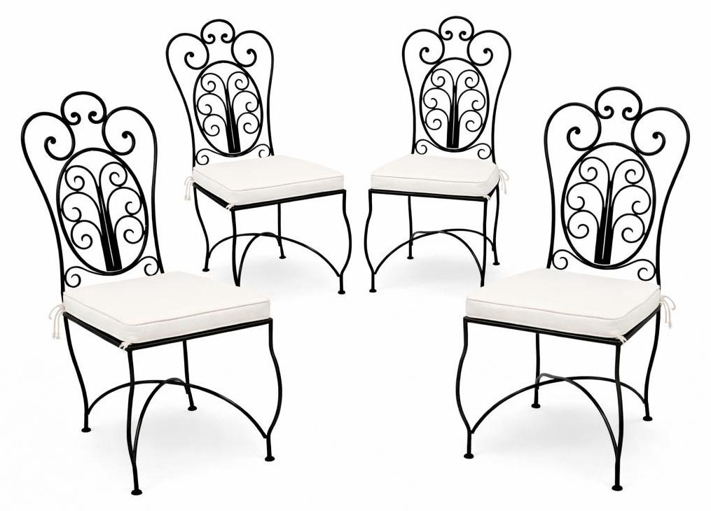 4er Set Mediterraner Gartenstuhl Cordoba aus Eisen in Schwarz 105 cm