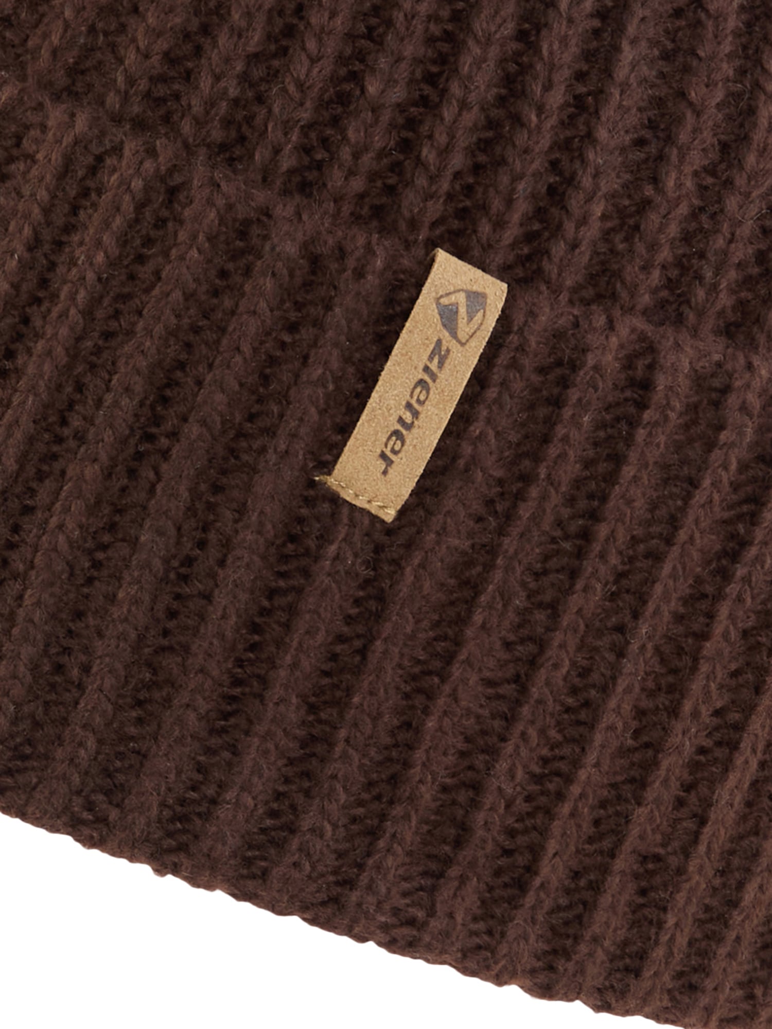 Strickmütze ZIENER "ILLUMINADO-Z DAMEN", Damen, braun (chocolate), Kunstfaser, Mützen Strickmütze, mit Aufschlag