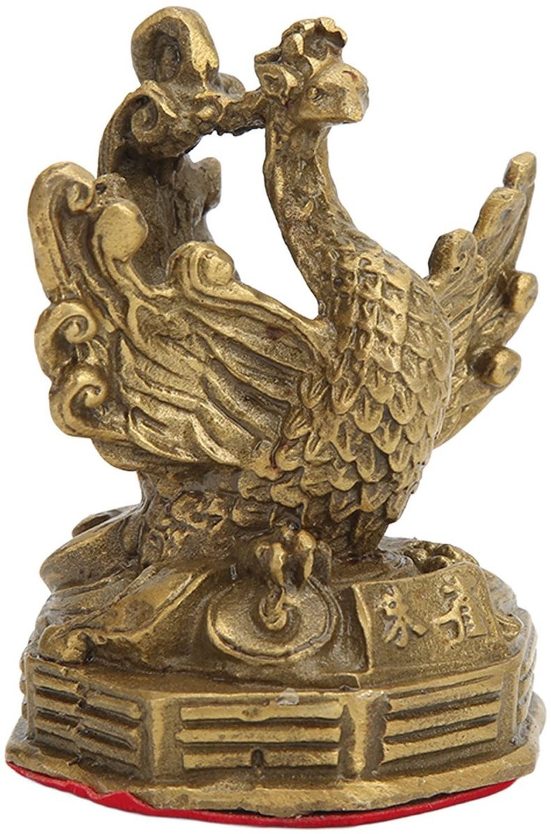 JHUBERS Phoenix Feng Shui Standbeeld - Messing Decoratieve Sculptuur voor Huisdecoratie