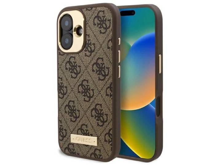 Coque Rigide Marron Guess Guhmp16mu4gprw Pour Iphone 16 Plus 6\,7 Pouces Avec Logo 4g Et Compatible Magsafe