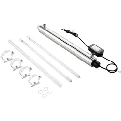 VEVOR UV-Wasserreiniger 27 W 22,7 L/min vielseitiger Ultraviolett-Wasserreinigerfilter mit Edelstahlgehäuse, UV-Wasserfilter für das ganze Haus mit Quarzhülle, geeignet zum Duschen/Trinken/Reinigen